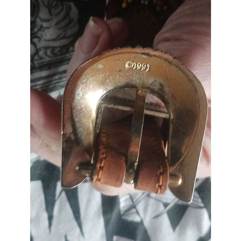 Vintage LL Bean beaded women's leather belt 39 inch total length - Picture 8 of 11